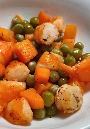 Hình của món Tôm áp chảo với đậu Hà Lan - Eat clean.