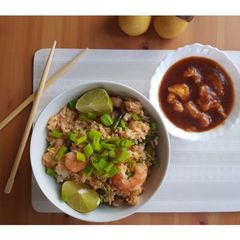 A picture of Prawn Fried Rice with Sweet and Sour Cauliflower. (Part 1).
