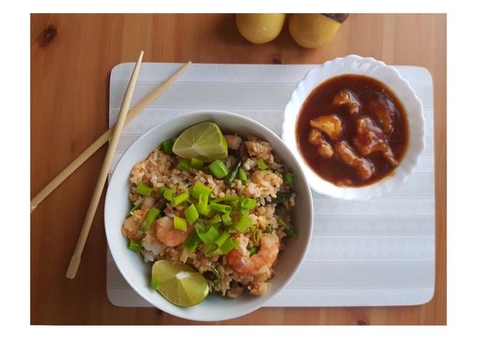 Steps to Make Super Quick Homemade Prawn Fried Rice with Sweet and Sour Cauliflower. (Part 1)