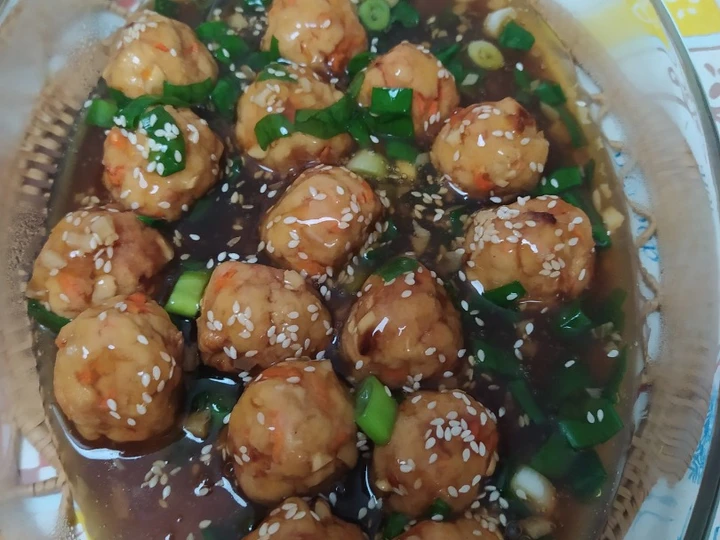Langkah Gampang Menyiapkan Resep Vegan bakso tahu saus teriyaki yang Bikin Ngiler Anti Ribet, Mantap