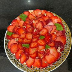 A picture of Strawberry 🍓 Almond Sandesh Cake { Valentine Dessert }.