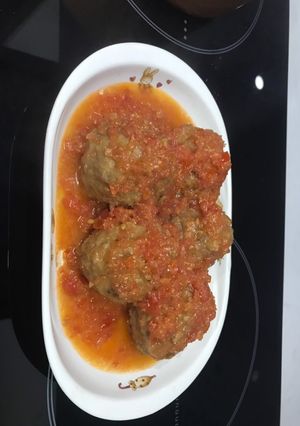 Hình của món Thịt bọc trứng sốt cà đậu hủ non.