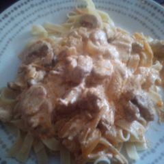 A picture of Easy Pork 'Stroganoff' with Tagliatelle.