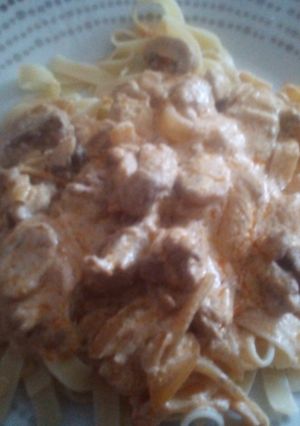 A picture of Easy Pork 'Stroganoff' with Tagliatelle.