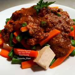 85. Rebusan Sayuran dan Tahu Siram Saus Kacang-レシピのメイン写真