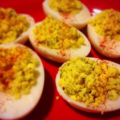 A picture of Slightly Different Deviled Eggs.