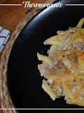 Macarrones con carne picada y queso manchego con Mambo