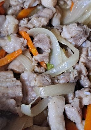 Hình của món Thịt heo xào hành tây cuối tuần.