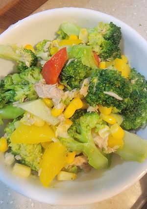 花椰菜炒甜椒鮪魚 的食譜成品照片