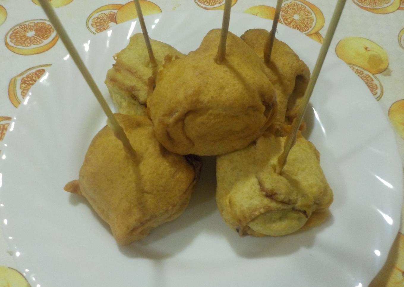 Champiñones rellenos con tempura