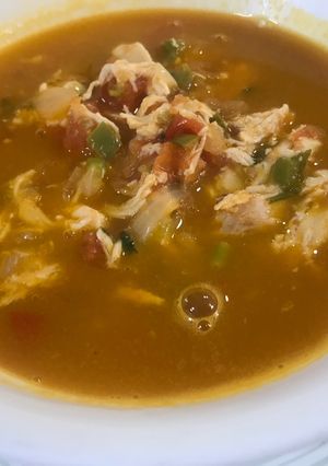 Una foto de Sopa de auyama con pollo