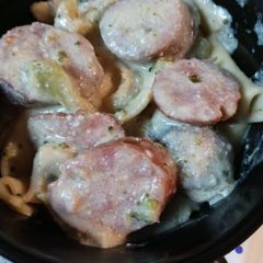 A picture of Sausage Broccoli Pasta Alfredo.