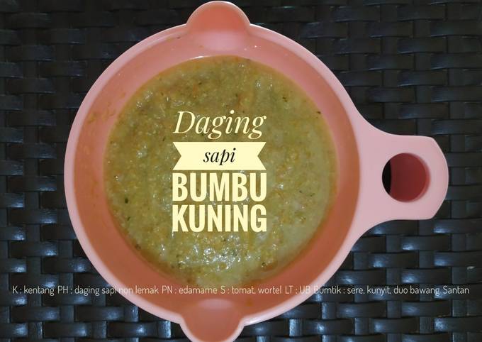 Cara Membuat Daging sapi bumbu kuning Mpasi 6+ (menu 4*) Simpel