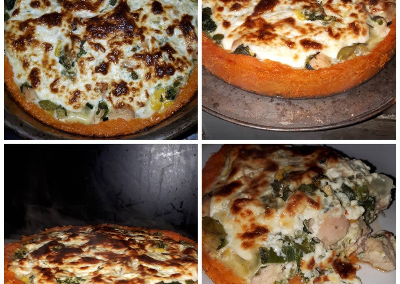 Pastel de calabaza rellena de pollo y vegetales
