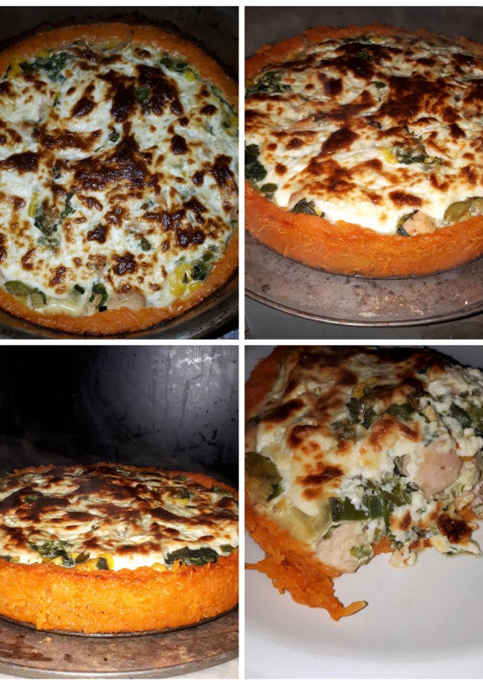 Una foto de Pastel de calabaza rellena de pollo y vegetales