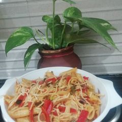 A picture of Penne Pasta with maggi noodles.
