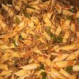 Macarrones con carne picada y pimiento verde
