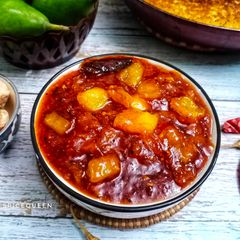 A picture of Vaghariyu / Sweet n Sour Mango Pickle.