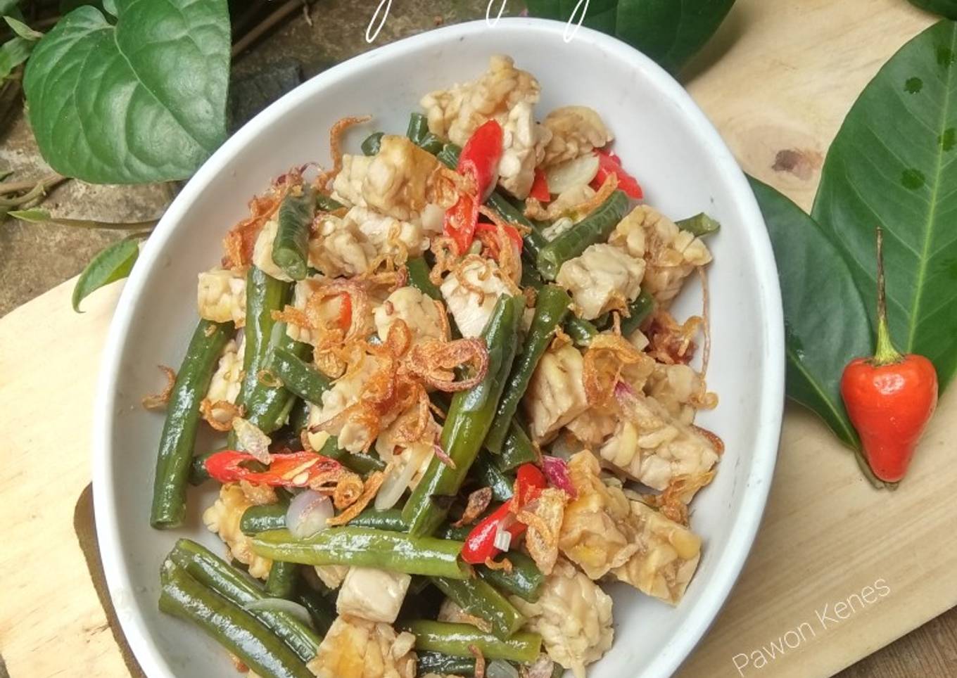 Tumis tempe kacang panjang