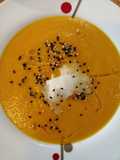 Pumpkin, Carrot, and Manchego Cheese Cream Soup