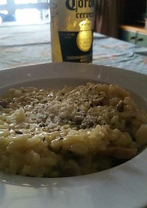 Una foto de Risotto de setas y queso grana padano