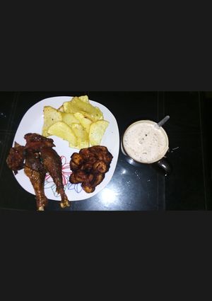 A picture of Soyayyar doya, plantain, naman kaza da tea#kanostate.