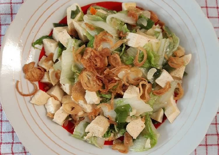 Tumis sawi tahu putih