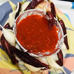 Red chilli garlic chutney A picture of Red chilli garlic chutney.