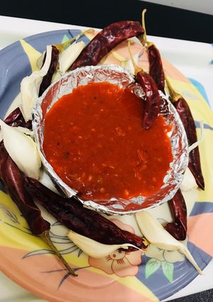 A picture of Red chilli garlic chutney.