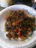 Hamburger Pepper Gravy Over Rice