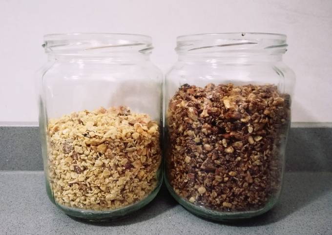 Granola de avena y frutos secos sin azúcar (con y sin chocolate) Receta de  Laura AO- Cookpad