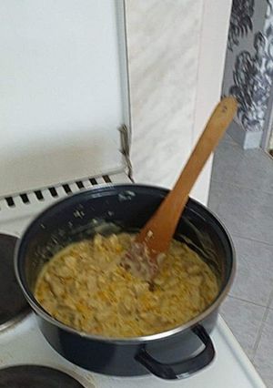 Sajtos, kukoricás csirkemell recept fotója