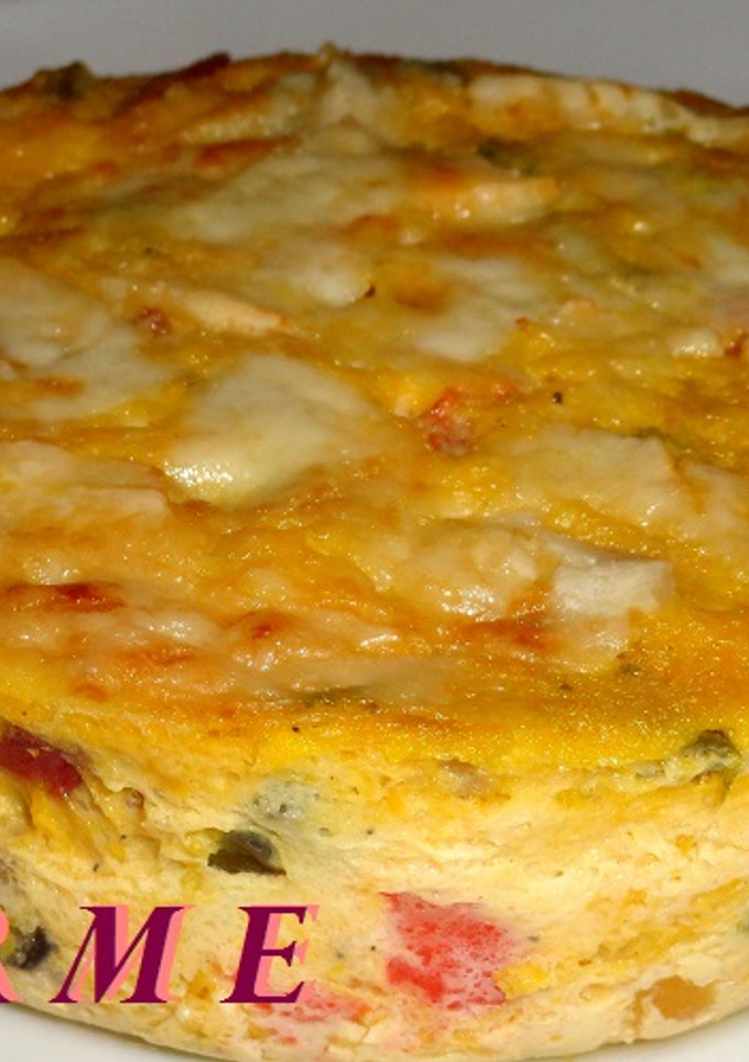 Una foto de Pastel de calabaza, con setas y jamón