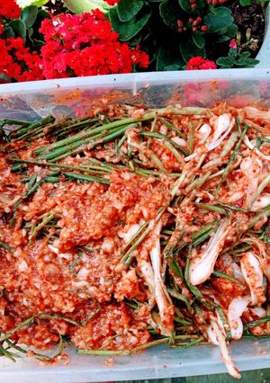 Hình của món Kim chi hành.