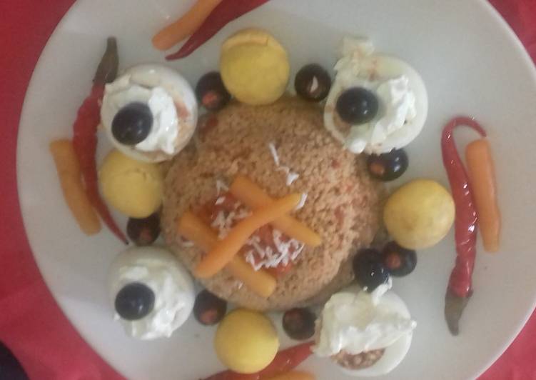 سلطة تبولة مع بيض وزيتون محشي⁦🌶️⁩🥕🥚🍳🥗