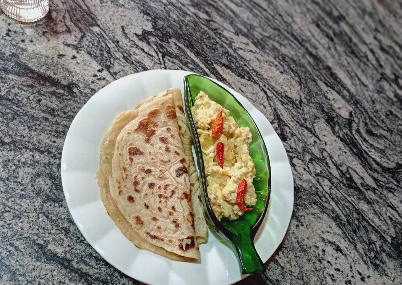 Flat bread and cream eggs