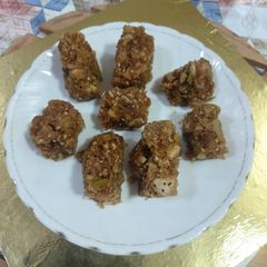 A picture of Makhana coconut pak janmashtami special.