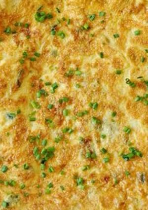 A picture of Egg cheese pizza omeleete.