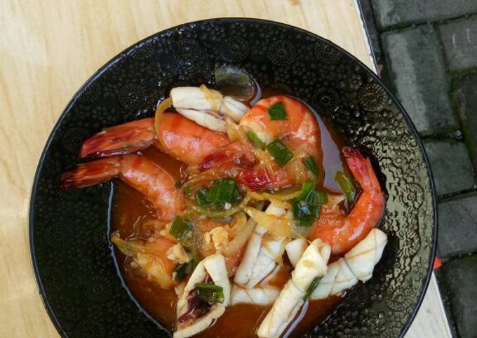 Cara Membuat Udang cumi saus tiram enak simple yang Sempurna