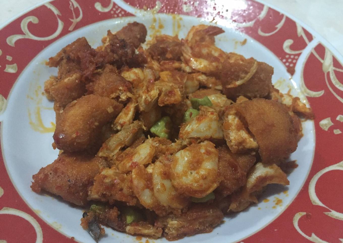 Balado Udang Ayam Suwir Pete