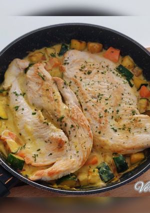 Une photo de Escalope de dinde au curry