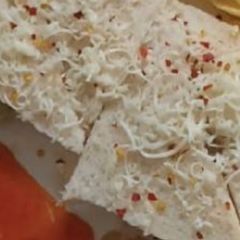 A picture of Russian salad sandwich.