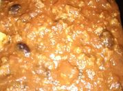 A picture of chunky chili with beans