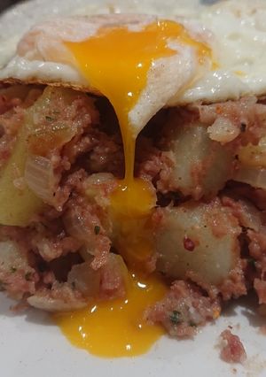 A picture of Cornbeef and Potatoes.