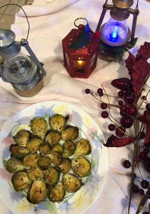 A picture of Oven-Roasted Brussels Sprouts.