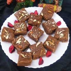 A picture of Broken wheat Burfi / Diwali special sweet.