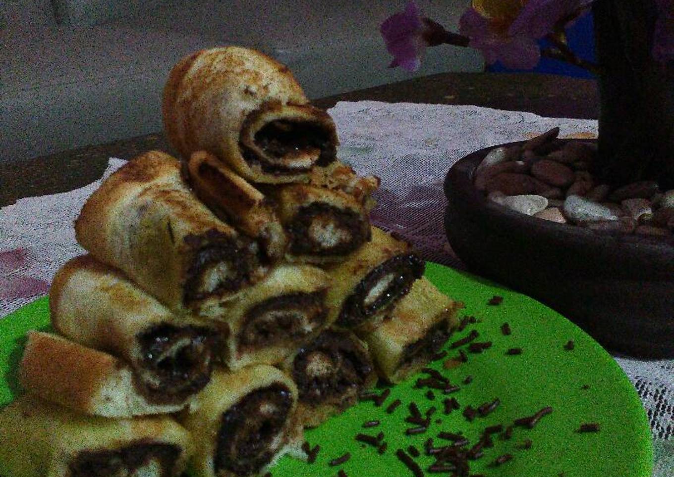 Roti bakar gulung teflon coklat yg nyoklat bangett