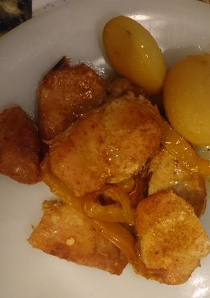 Una foto de Solomillo de pavo con pimiento amarillo