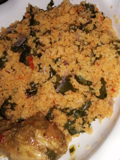 A picture of Dambun couscous (with moringa leaves).