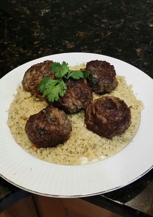 A picture of Brad's feta stuffed Greek meatballs.